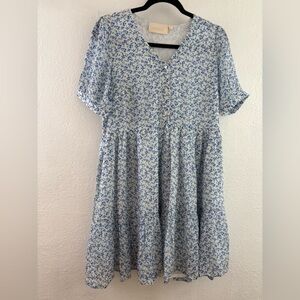 Reistor Forget Me Not Dress in Blue short sleeves floral print size S